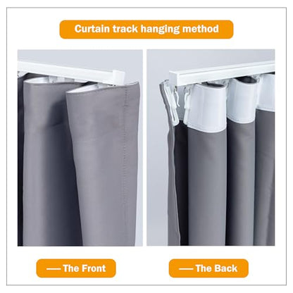 hoeflife Room Divider Curtains Blackout Floor to Ceiling Curtain with Hook Wall Mount Sliding Door Curtains Ceiling Mount Extra Wide Curtain Wall Divider for Room Separation(Light Grey,W100 x H96 in)
