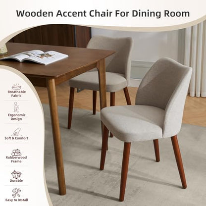GarveeHome Dining Chairs Set of 4, Modern Hollow Back Dining Room Chair | Upholstered Kitchen Chairs with Adjustable Foot Pads, Wooden Dinner Chair for Kitchen Dining Room - color: Camel
