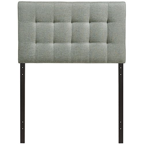 Modway Lily Tufted Linen Fabric Upholstered Twin Headboard in Gray - color: Gray, size: Twin