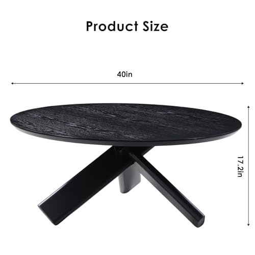 Need 40in Round Coffee Table for Living Room, Modern Natural Wood Center Table, Heavy Duty 330 lbs Capacity Space Saving Furniture for Apartment Bedroom Small Space, Black - color: Black