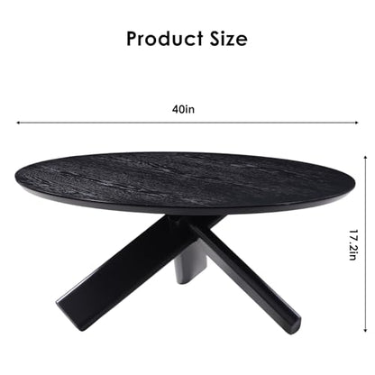 Need 40in Round Coffee Table for Living Room, Modern Natural Wood Center Table, Heavy Duty 330 lbs Capacity Space Saving Furniture for Apartment Bedroom Small Space, Black - color: Black