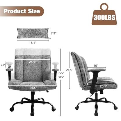 Criss Cross Chair with Wheels & Flip Arms, Wide Cross Legged Office Chair with Adjustable Tilt Criss-Cross Desk Chair with Lumbar Support for Home Office, Bedroom, Apartment Gray - color: Grey