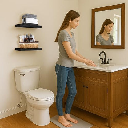 BGMG Wood Floating Shelves 18 inch,Black Floating Shelves,Solid Wood Wall Shelves for Bathroom Living Room Bedroom Kitchen Farmhouse Set of 2-18x 6.7 x1.25 inch - color: Black, size: 18 inch