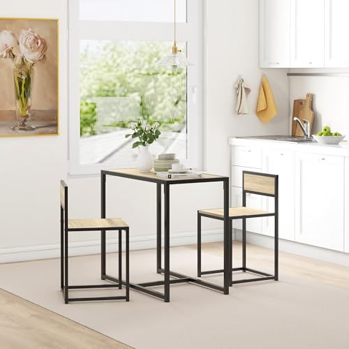 HOMCOM Small Dining Table Set for 2 Compact for Small Spaces, Oak | Kitchen Table and Chairs Set, Compact Dining Sets, Breakfast Nook - color: Oak