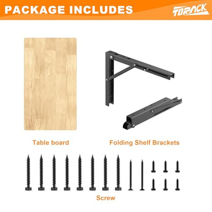 TORACK Heavy Duty Wall Mounted Folding Workbench, Space-Saving Collapsible Wall Table/Desk for Garage Workshop, Holds Up to 150 lbs(Board Size: 31.5 x 15.75 in) - size: 31.5x15.75 inch