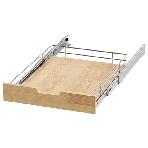 Sikarou Pull Out Cabinet Organizer 11"W x 21"D Wood and Wire Storage Shelf - size: 1-TIE 11*21 WM