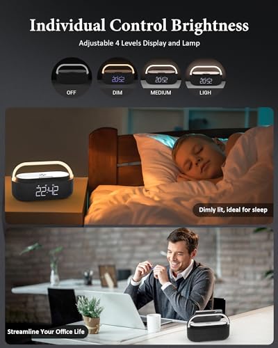 COLSUR Bluetooth Speaker with Wireless Charger, FM Radio, Dimmable LED Night Light, Stereo Sound Dual Wireless Speakers, 2500mAh Portable Speaker for Home Decoration, Bedroom, Office, Gift | FM Radio, Adjustable LED Night Light, 6 in 1 Bedroom Portable Sp