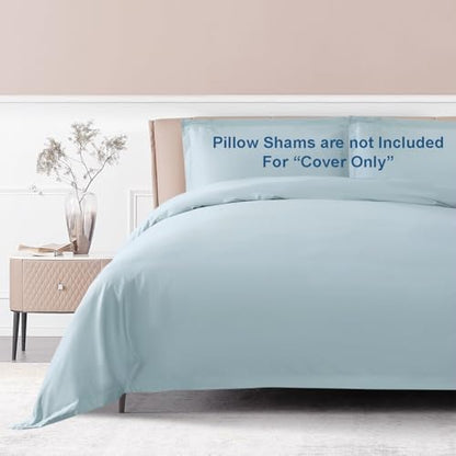 THE COTTON & SILK® 100% Long-Staple Cotton Duvet Cover - Twin Size | Misty Blue | 1 Duvet Cover Only | Soft, Breathable, Comfortable, Luxury | Sateen Weave | Genuine 300 TC - color: Misty Blue, size: Twin Cover Only (67" x 87")