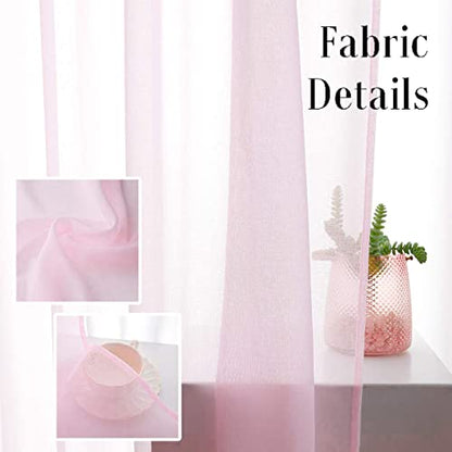 Baby Pink Semi Sheer Curtains 84 Inches Long Faux Linen Baby Pink Sheers Curtain for Bedroom Living Room Girls Kids Room 2 Panels 52x84 - color: Baby Pink, size: 52"W x 84"L (Pack of 2)