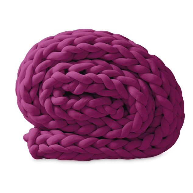 Chunky Knit Blanket (50 x 60 Inches) Warm Soft Cozy for Lounge Sofa & Bedroom, Handmade Knitted Yarn Throw Blanket (Dusty Pink, 1) - color: Dusty Pink