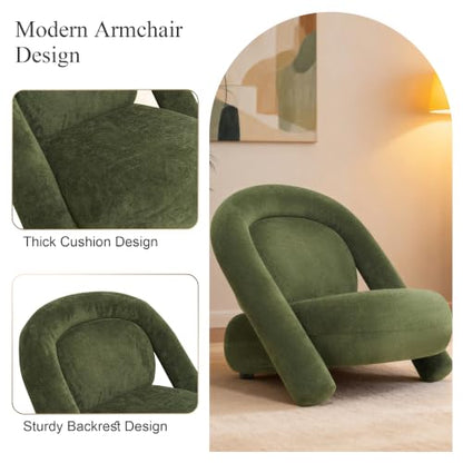 Chifee & Vingol Modern Accent Chair Lounge Chairs Comfy Upholstered Reading Chair for Living Room Bedroom,Dark Green - color: Dark Green