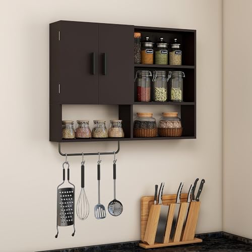 Bathroom Wall Cabinet with Towel Bar & 2 Doors, Espresso - color: Espresso