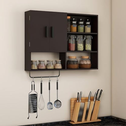 Bathroom Wall Cabinet with Towel Bar & 2 Doors, Espresso - color: Espresso