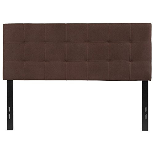 EMMA + OLIVER Dark Brown Full Quilted Tufted Headboard | Adjustable Bed Rail Slots, Fabric Upholstered - color: Dark Brown, size: Full