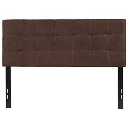 EMMA + OLIVER Dark Brown Full Quilted Tufted Headboard | Adjustable Bed Rail Slots, Fabric Upholstered - color: Dark Brown, size: Full