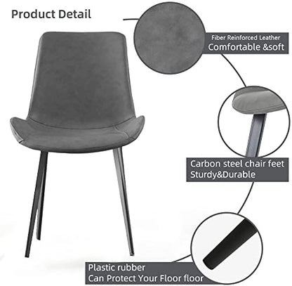 HIPIHOM Dining Chairs Set of 4, Modern Kitchen & Dining Room Chairs, Upholstered Faux Leather Cushion Seat and Sturdy Metal Legs (4 Grey Chairs) - color: Grey Chairs Set of 4