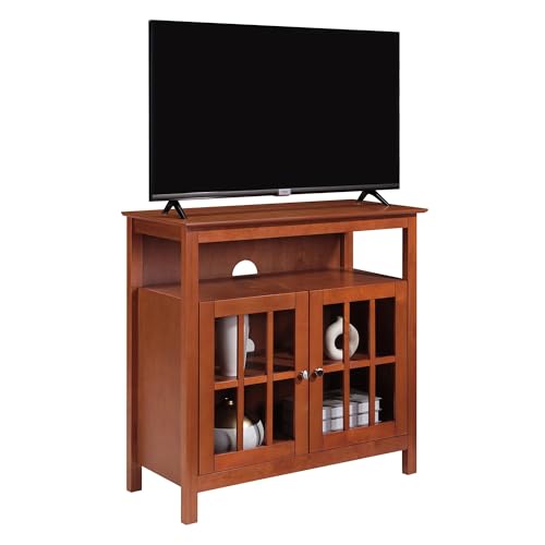 Convenience Concepts Big Sur Highboy TV Stand 36" - Modern Entertainment Center For TVs up to 40", Storage Cabinet for Dining, Living Room, & Entryway, Console Hall Table with Shelves, Cherry - color: Cherry