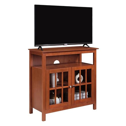 Convenience Concepts Big Sur Highboy TV Stand 36" - Modern Entertainment Center For TVs up to 40", Storage Cabinet for Dining, Living Room, & Entryway, Console Hall Table with Shelves, Cherry - color: Cherry