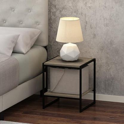 Furinno FM19122GYW Camnus Modern Living 2-Tier End Table, French Oak Grey, 15.9 in x 15.75 in x 18 in - color: French Oak Grey, size: 2-Tier, 15.9" Square