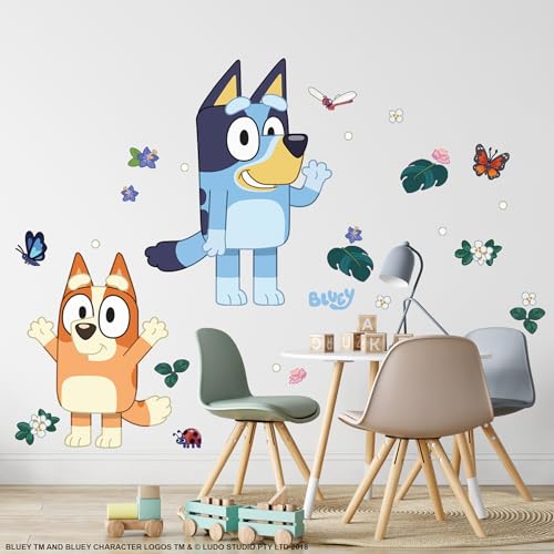 RoomMates Bluey and Bingo Character Blue Peel and Stick Wall Decals, RMDM5560 - style: Bluey & Bingo