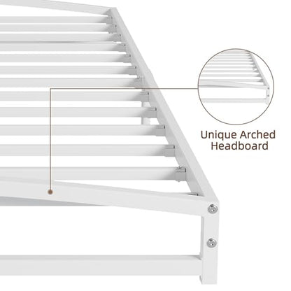 IDEALHOUSE Low Bed Frame, 6 in Twin Size Metal Platform Bed Frame, White | Arch Design, Heavy Duty Bed Frame, Strong Bearing Capacity, No Box Spring Needed, - color: 6 Inch White, size: Twin