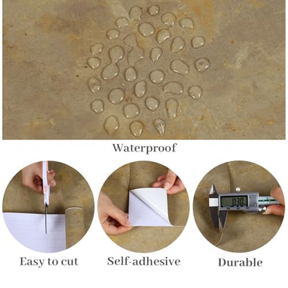 32"x354" Large Size Distressed Tan Brown Limewash Wallpaper Peel and Stick for Bedroom Living Room Removable Self Adhesive Vinyl Concrete Wallpaper Cement Contact Paper for Countertops Walls - size: 32" x 354"