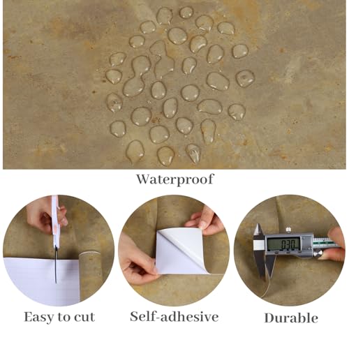 32"x118" Large Size Industrial Tan Concrete Wallpaper Peel and Stick Limewash Wallpaper Concrete Contact Paper Waterproof Removable Self Adhesive Cement Wall Paper for Bedroom Living Room - size: 32" x 118"