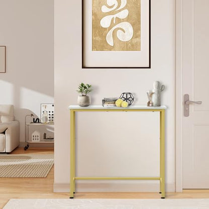 Narrow Console Table, 29.5" Small Entryway Table, Thin Hallway Tables, Slim Sofa Side Tables for Hallway, Living Room, Bedroom, Foyer, Marbleized White - color: Marbleized White