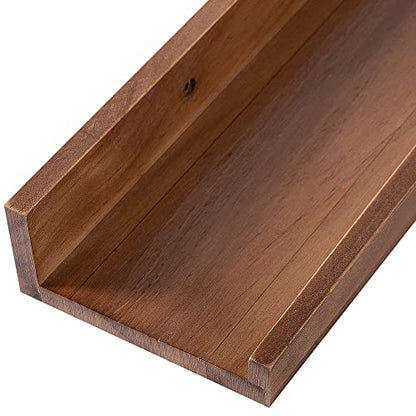 AZSKY 48 Inch Long Floating Shelves Wall Mounted Light Walnut Narrow Photo Picture Ledge Shelves Set of 3 Nursery Book Shelves Photo Frames Display Shelves Kitchen Spice Rack - color: Light Walnut, size: 48in set 3
