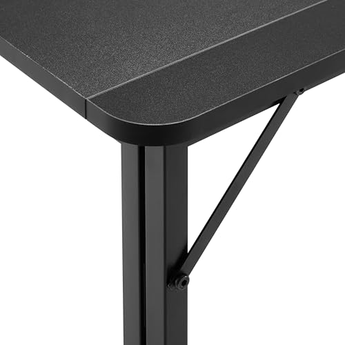 31.5" Folding Desk Small Space - Narrow Foldable Computer Desk, Portable Writing Desk for Bedroom, Study, Office with Sturdy MDF Top & H-Frame, Space Saving Workstation (Black)