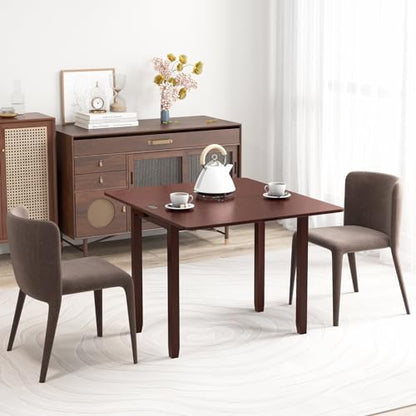 GIANTEX 20"-40" W Extendable Dining Table for 2-4, Rubber Wood Frame | Farmhouse Expandable Kitchen Table w/Hidden Storage, Space-Saving Dinner Table for Small Space, Apartment, Living Room
