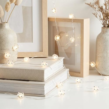 Cat String Lights,20 Led Fairy Light Indoor,Battery Powered Cute String Lights,Decorative String Light Indoor,Warm White,2M,Transparent Wire,for Kids Room,Bedroom,Dorm, Party Decor