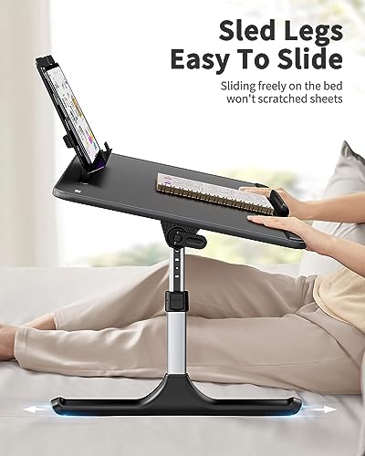 SAIJI Lap Desk for Bed, X-Large Foldable Laptop Table with Book Stand | Wrist Rest, Extra Leg Room for Sofa Couch Floor (Black) - color: Bed Desk