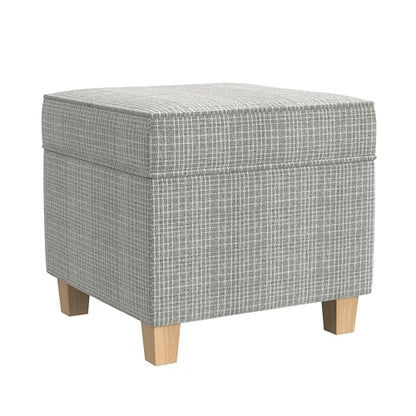 HomePop 18" Classic Square Storage Ottoman - Sage Mini Grid Pattern - color: Sage Mini Grid Pattern
