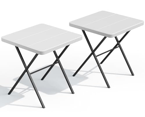 27'' Square Folding Table, Foldable Table No Assembly 400lbs Weight Capacity, Heavy Duty Portable Picnic Card Table for Camping, Patio, Dining, Indoor, Outdoor(White, 2 Pack) - color: White, size: 27inch-2 Pack