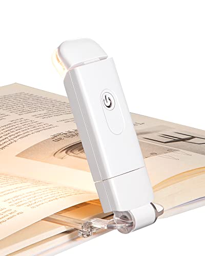 DEWENWILS USB Rechargeable Book Reading Light, 3000K Warm White, Brightness Adjustable Clip on LED Bookmark Lamp at Night in Bed, Portable Booklight for Bookworms, Kids - color: White