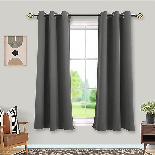 Mrs.Naturall Short Bathroom Curtains Window,Privacy Blackout Shower Window Curtain,45 Inch Length,Grey - color: Dark Grey, size: 34"W x 45"L (Pack of 2)
