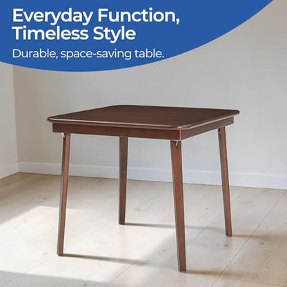 Stakmore Classic Straight Edge Square Folding Card Table 32x32 - No Assembly Wooden Foldable Card Table, Bridge, Board Game, Steel Mechanism, Folding Legs, Space-Saving, Walnut Frame - color: Walnut