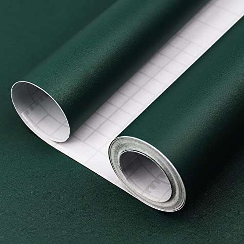 Dark Green Peel and Stick Wallpaper, 15.7 X 78.7 inches Renter Friendly Wallpaper, Vinyl PVC Removable Wall Paper, Self-Adhesive Wall Sticker Decoration for Counter Furniture Cabinet and Room - color: Dark Green, size: 15.7" x 78.7"