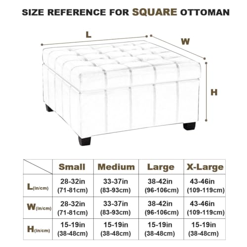 Levoberg Waterproof Square Ottoman Cover Large Square Folding Storage Ottoman Bench Slipcovers Footrest Stool Covers Oversized Ottoman Coffee Table Covers Cube with Elastic Bottom M Taupe - color: Taupe, size: Square-M