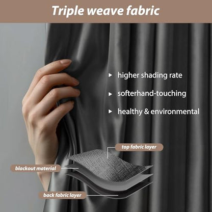 Room Divider Curtains with Ceiling Curtain Track Set Window Curtain for Bedroom,Living Room Total Blackout Thermal Insulated Privacy Ceiling Track Curtain W 12 × H 7 FT Deak-Grey drape&Black track - color: Deak-grey, size: 144"W x 84"L (Pack of 1)