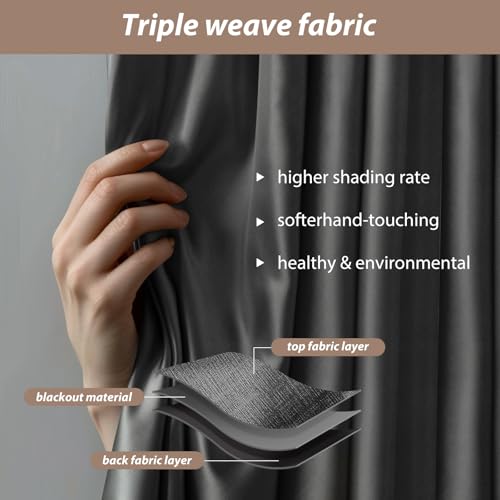 Room Divider Curtains with Ceiling Curtain Track Set Window Curtain for Bedroom,Living Room Total Blackout Thermal Insulated Privacy Ceiling Track Curtain W 9 × H 6 FT Deak-Grey drape&Black track - color: Deak-grey, size: 108"W x 72"L (Pack of 1)