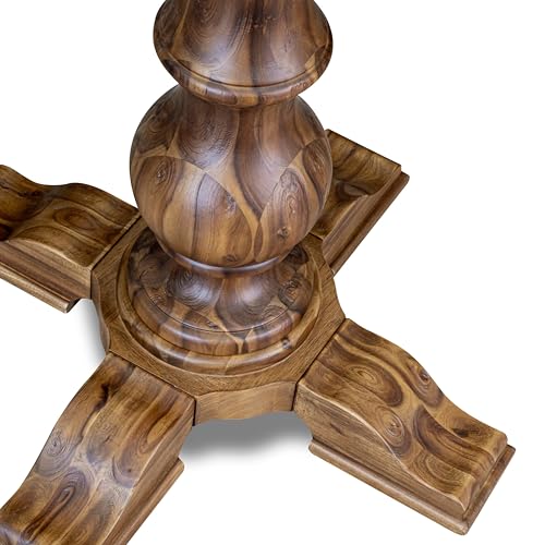 FE5-0N-TP - Kitchen Table with Acacia Wood Round Tabletop, Antique Walnut Finish - color: Antique Walnut, size: 48x48 Inch
