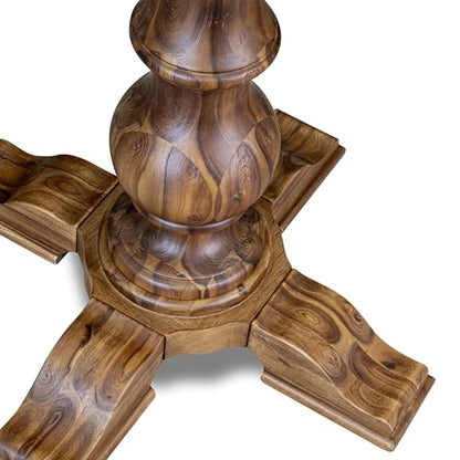 FE5-0N-TP - Kitchen Table with Acacia Wood Round Tabletop, Antique Walnut Finish - color: Antique Walnut, size: 48x48 Inch