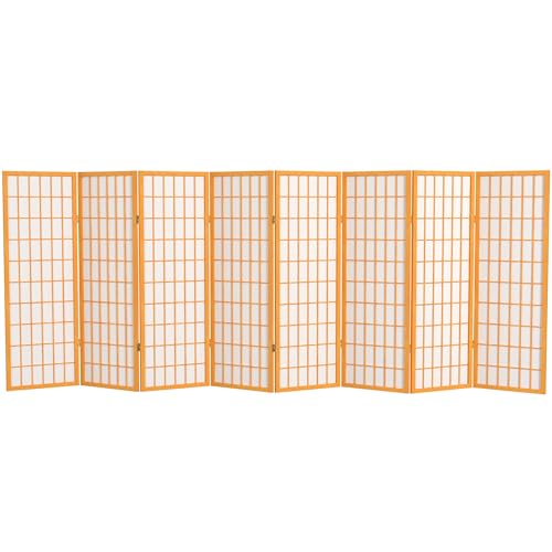 Red Lantern 4 ft. Short Window Pane Shoji Screen - Honey - 8 Panels - color: Honey, size: 8 Panels