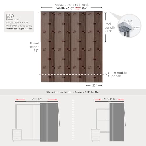 Room Divider Blinds 45.8"-86" x 96", Autumn | Vertical Panel System for Separating Rooms or Covering Closet Doors with Adjustable Track and Trimmable Height - color: Autumn