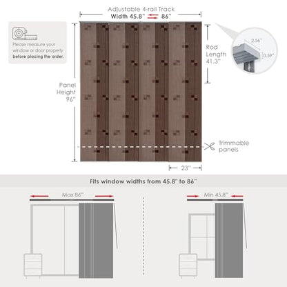 Room Divider Blinds 45.8"-86" x 96", Autumn | Vertical Panel System for Separating Rooms or Covering Closet Doors with Adjustable Track and Trimmable Height - color: Autumn