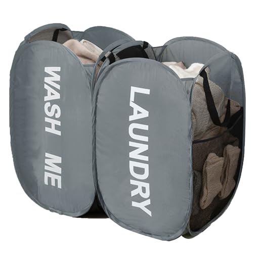 Pack of 2 Pop Up Laundry Hamper, Collapsible Laundry Baskets Dirty Clothes Hampers, Sapce Saving for Apartments, Bedroom, Laundry Room, Gray - color: Grey - 2Pack