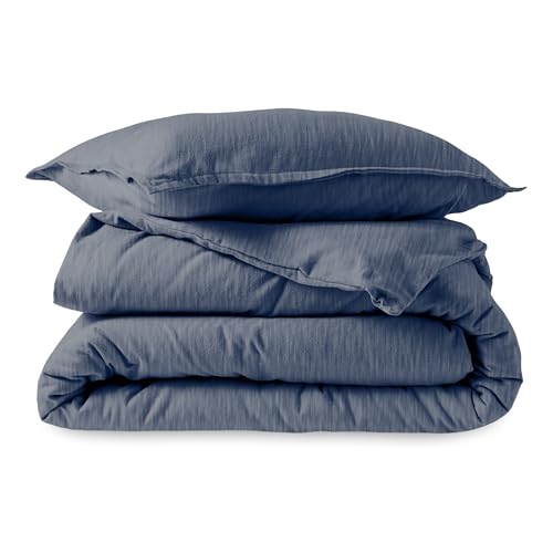 Bare Home Flannel Duvet Cover Set (Twin/Twin XL, Heather Indigo) | 100% Cotton, Velvety Soft, Heavyweight, Premium Flannel, Double Brushed, Includes Sham Pillow Cover - color: 11 - Heather Indigo (No Comforter), size: Twin/Twin XL