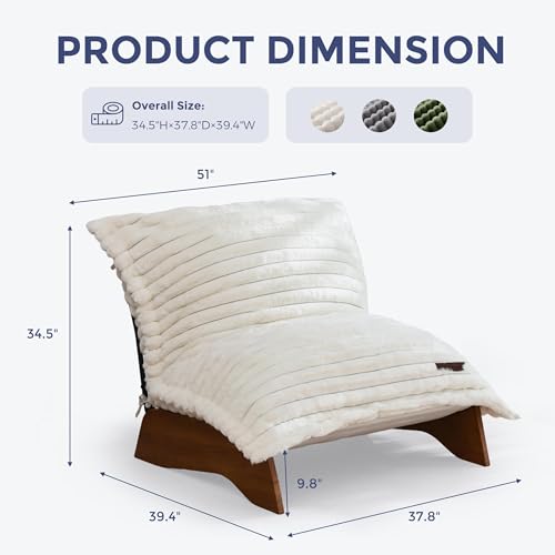 MAXYOYO Adjustable Living Room Chair, 3-Position Bean Bag Chair with Frame | Upholstered Accent Chair with Frame, Removable Cushion, Soft Reclining Lounge for Bedroom, Apartment, Office, Beige - color: Striped Beige